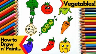 How to draw and paint Vegetables Kawaii