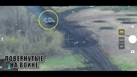 Ukrainian tank decides to shoot at Russian trenches, gets a quick reply by artillery