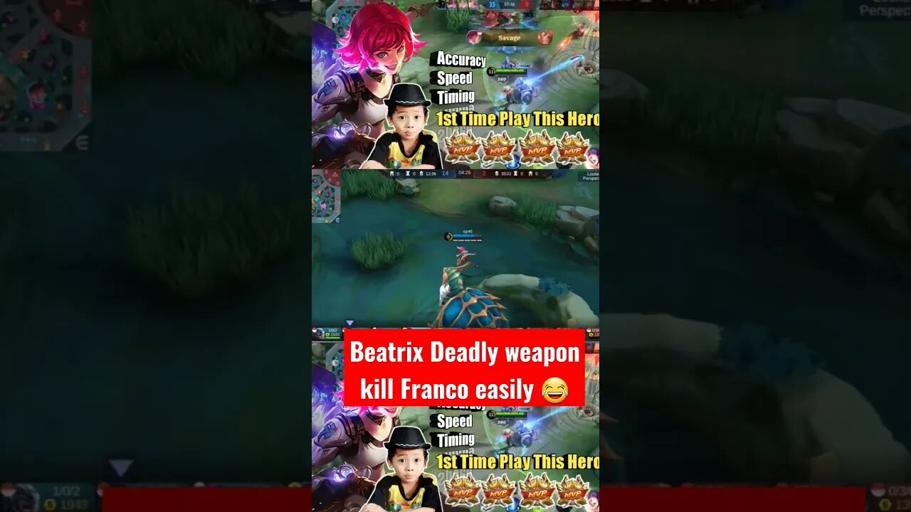 Beatrix vs Franco ,Beatrix easily slain with her deadly weapon#razimaruyama#mobilelegend#beatrix