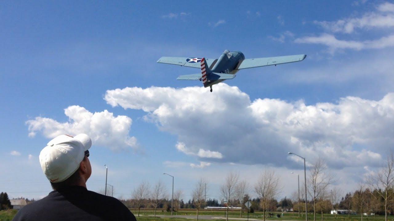 Parkzone F4F Wildcat Warbird RC Plane in Wind with Bonus Take-Offs and Landings