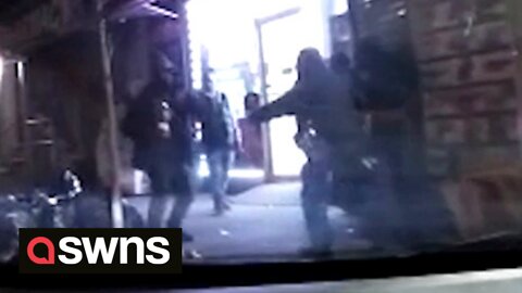 Dramatic moment NYPD officers tackle an alleged gunman loose in New York City