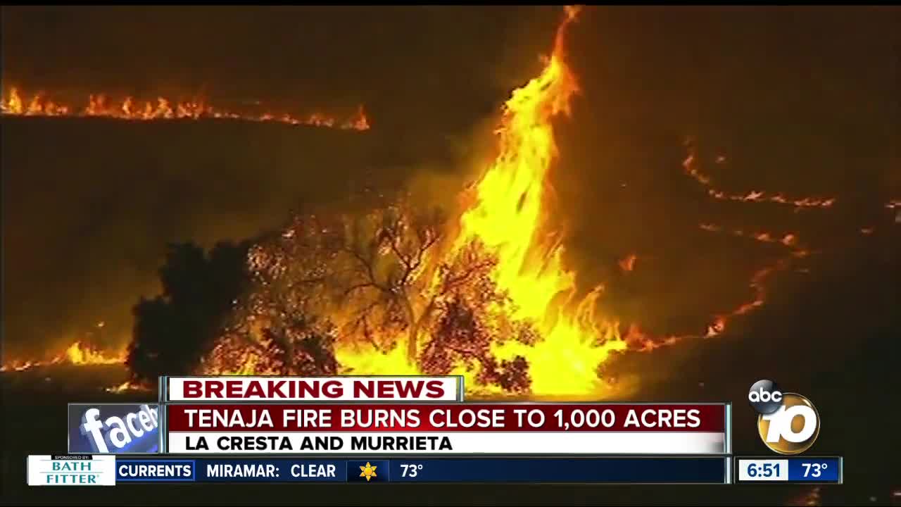 Crews continue to battle Tenaja Fire in Riverside County