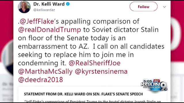 Kelli Ward calls Sen. Jeff Flake "an embarrassment to Arizona" in tweet