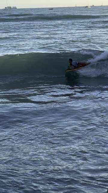 2 Year Old surf with Dad in Hawaii