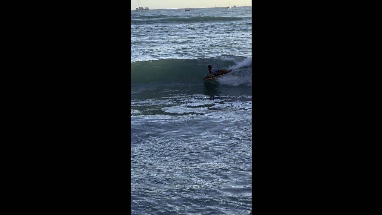 2 Year Old surf with Dad in Hawaii