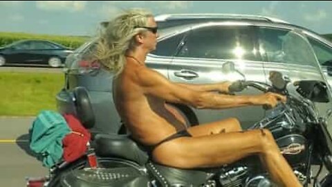 Biker spotted riding in his underwear on US highway