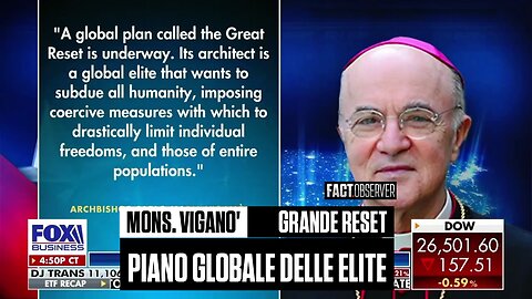 Mons. Viganò - Grande Reset è un piano globale delle elite