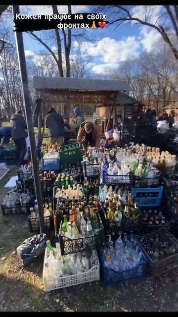 Thousands of Molotov cocktails ready for the defense of Kiev.