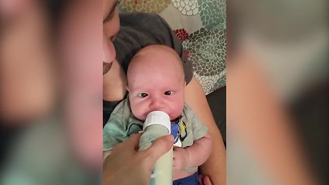 Hungry Baby Boy Goes Cross-Eyed When He Gets His Milk