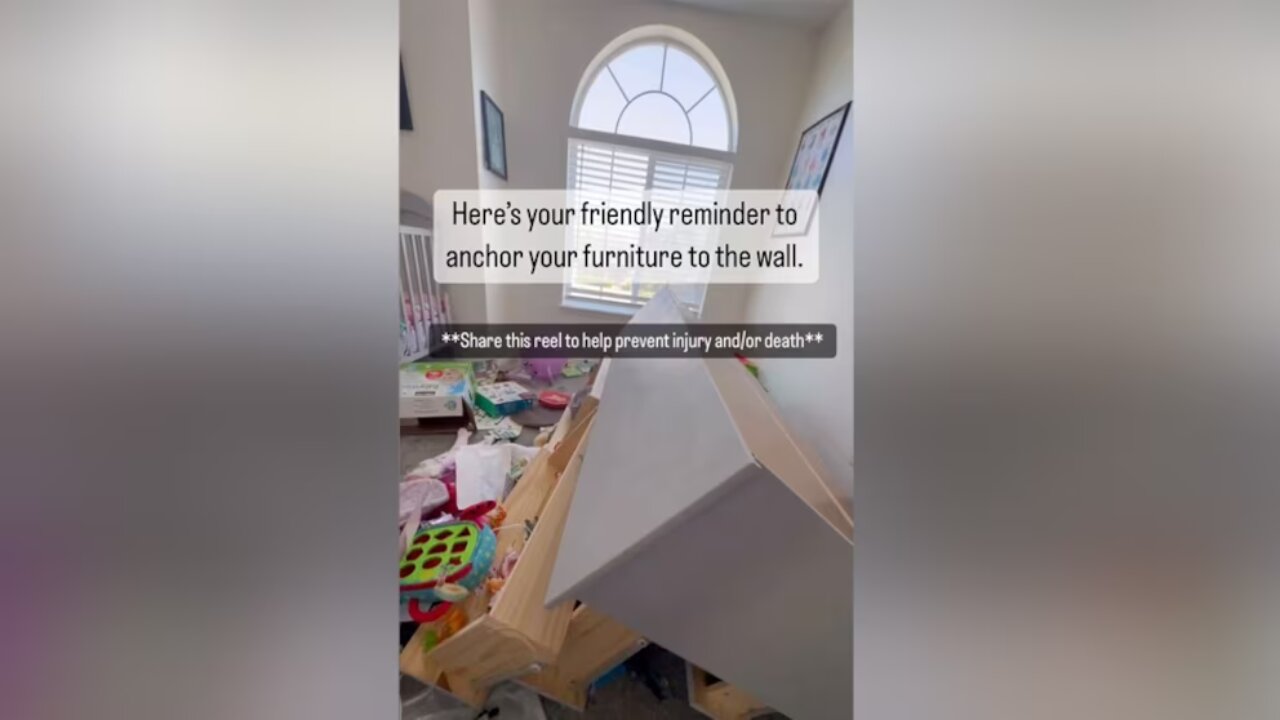 Mom shares furniture tip-over reminder for parents