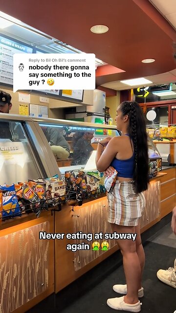 Confronting Subway worker with his feet out!