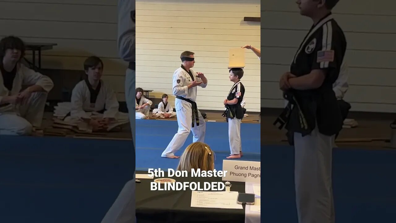 Tae Kwon Do 5th Don Master Blindfolded breaks board over head #martialarts #shorts