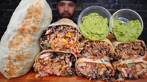 ASMR EATING GIANT BURRITOS WITH GUACAMOLE MUKBANG