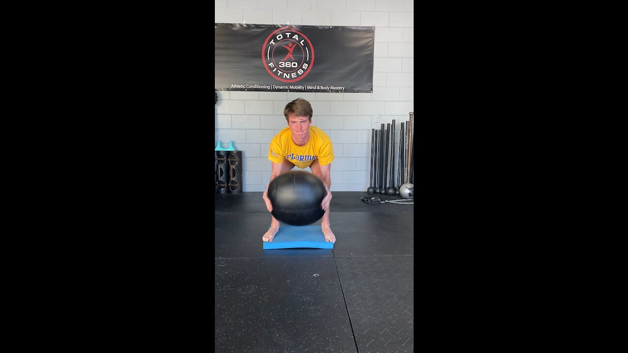 Exercise Technique #9 Medicine Ball: Medicine Ball Bent Over Squeeze Curl