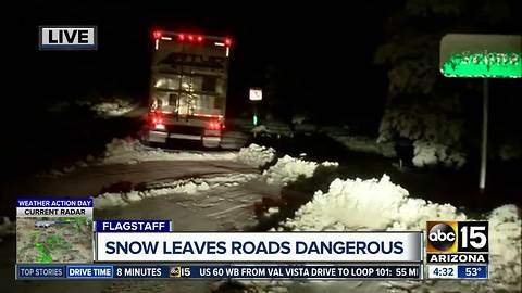 Snow leaves roads dangerous in Flagstaff