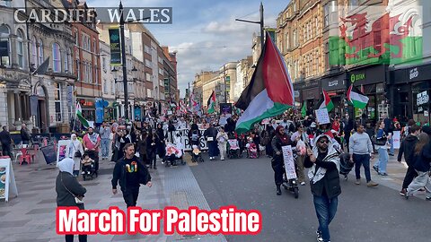 One Year, March For Palestine, St Mary Street, Cardiff South Wales