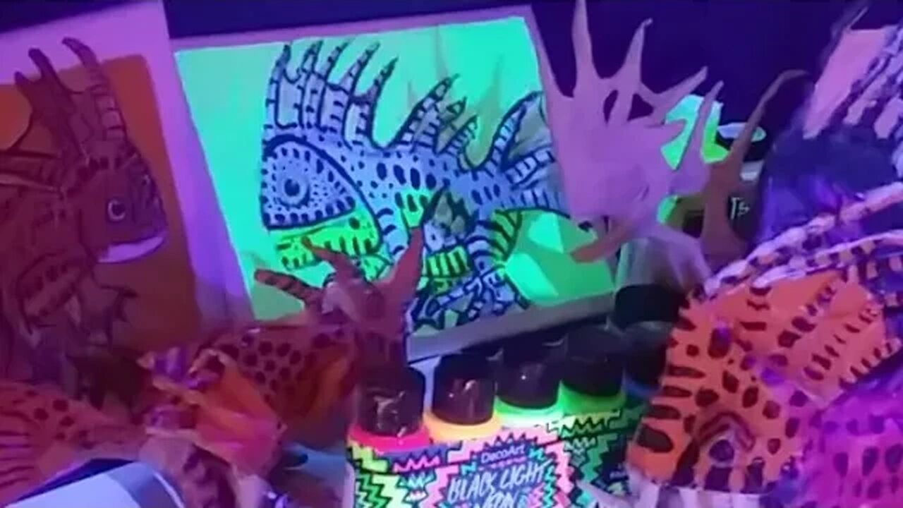 Uv Black Light Painting Fish Monster Second Attempt