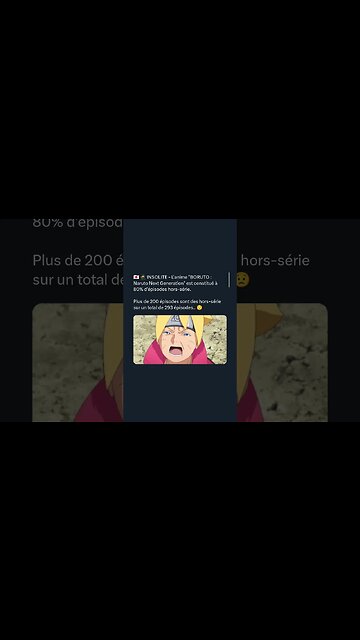INSOLITE - L'anime "BORUTO : Naruto Next Generation" est constitué à 80% d'épisodes hors-série.