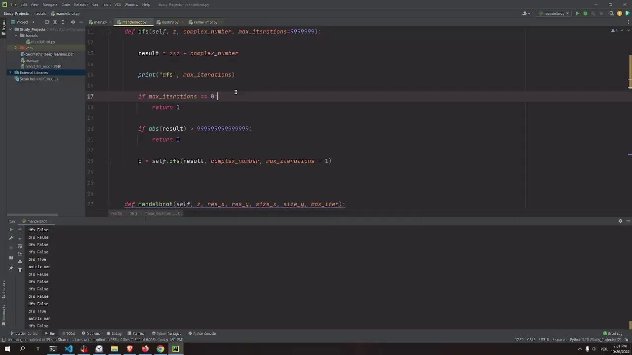 Studying Fractals and Machine Learning