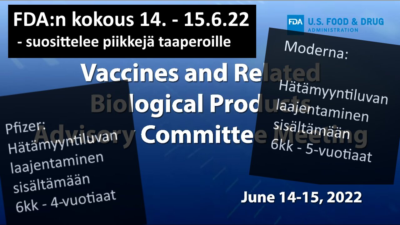 FDA suosittelee nyt piikkejä taaperoille – muutama ote kokouksesta (suom.)