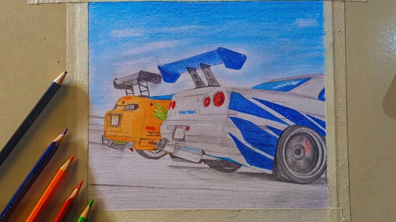 Toyota Supra & Nissan Skyline Drawing Timelapse #supra #skyline #drawing #supramk4