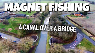 MAGNET FISHING A Canal Over a Bridge. Stunning and Unique Location.