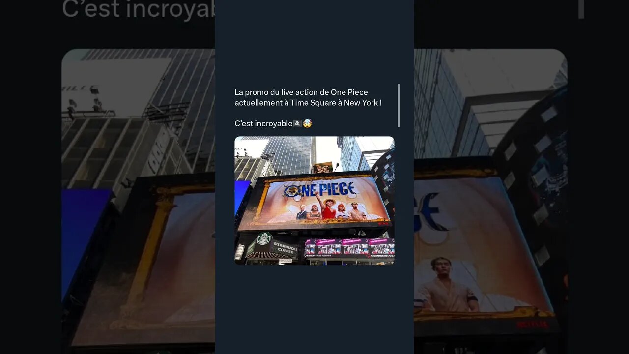 La promo du live action de One Piece actuellement à Time Square à New York ! C’est incroyable🏴‍☠️🤯