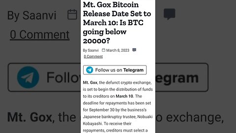 MT. Gox BITCOIN Release And BITCOIN price Dump #shorts