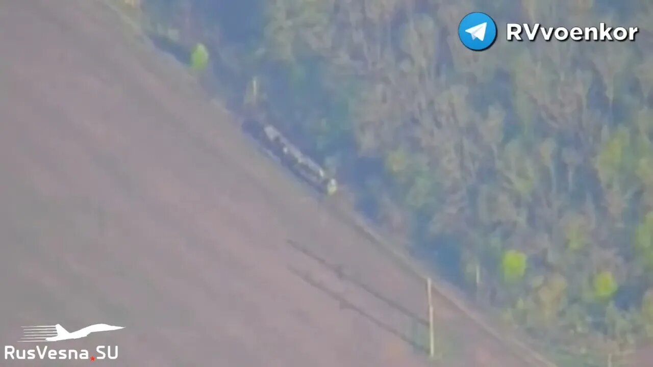 Russian drone records obliteration of an Ukrainian Uragan MRLS artillery unit by Iskander missil