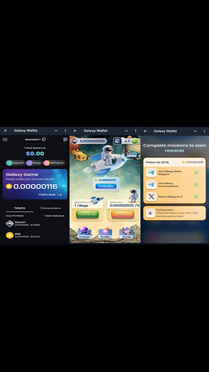 Galaxy Wallet | Mine Free GALAXY And BNB Tokens | New Telegram Crypto Airdrop Mining