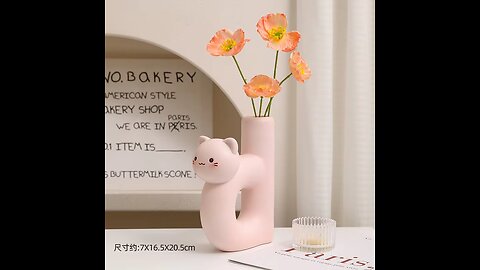 Tube Shaped Cat Resin Vase Creative Cute Modern