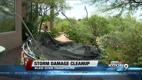 Storm picks up trampoline, drops in nearby yard on eastside