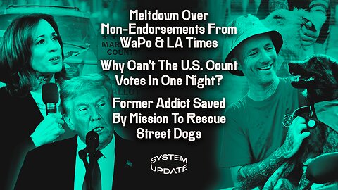 Meltdown Over Non-Endorsements From WaPo & LA Times; Why Can't The U.S. Count Votes In One Night? Former Addict Saved By Mission To Rescue Street Dogs | SYSTEM UPDATE #358