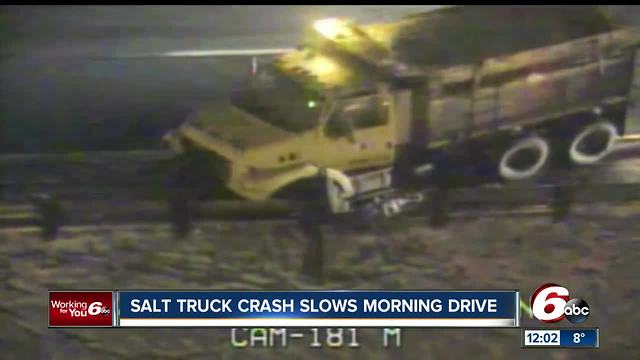 INDOT salt truck involved in crash at North Split