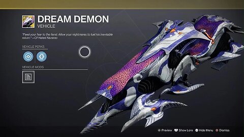 Destiny 2 Root of Nightmares Dream Demon Sparrow