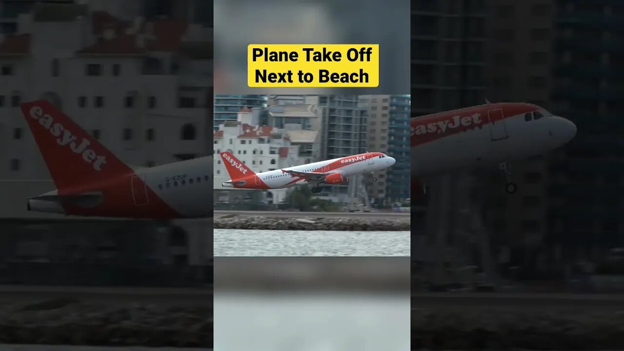 Plane Take off Next to Beach, Gibraltar Airport #shorts