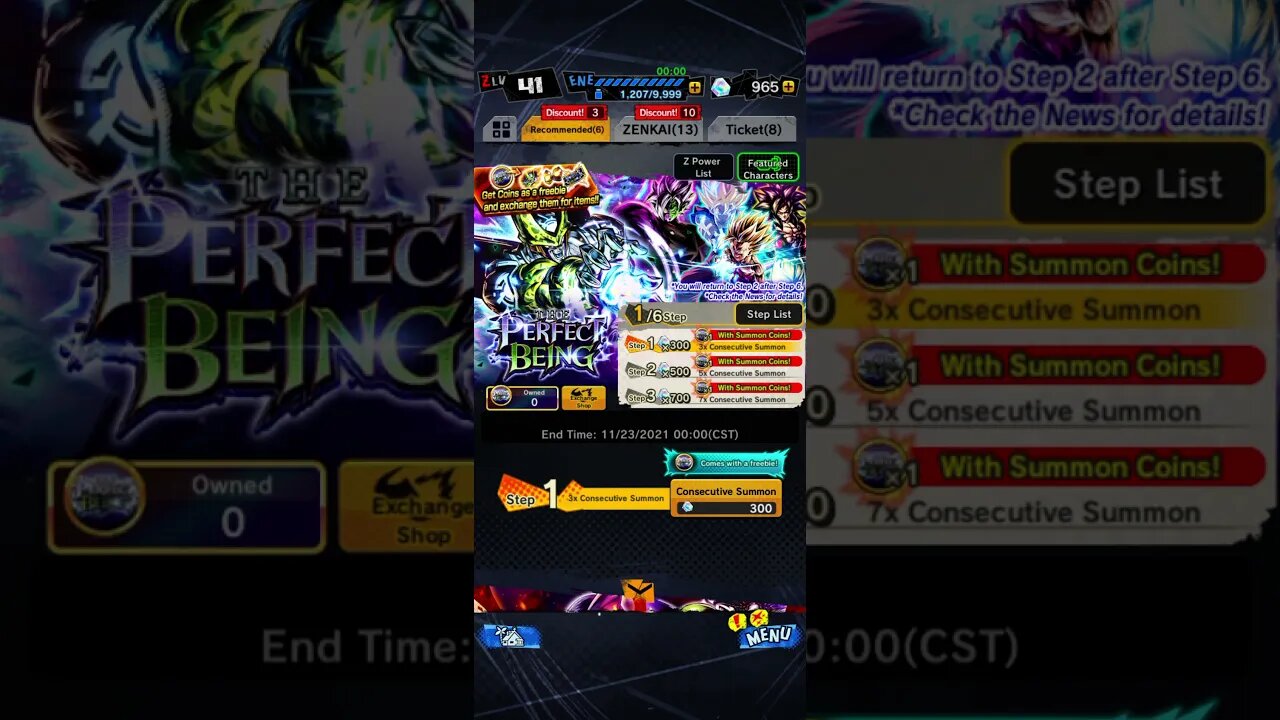 Dragon Ball Legends - The Perfect Being Consecutive Summon