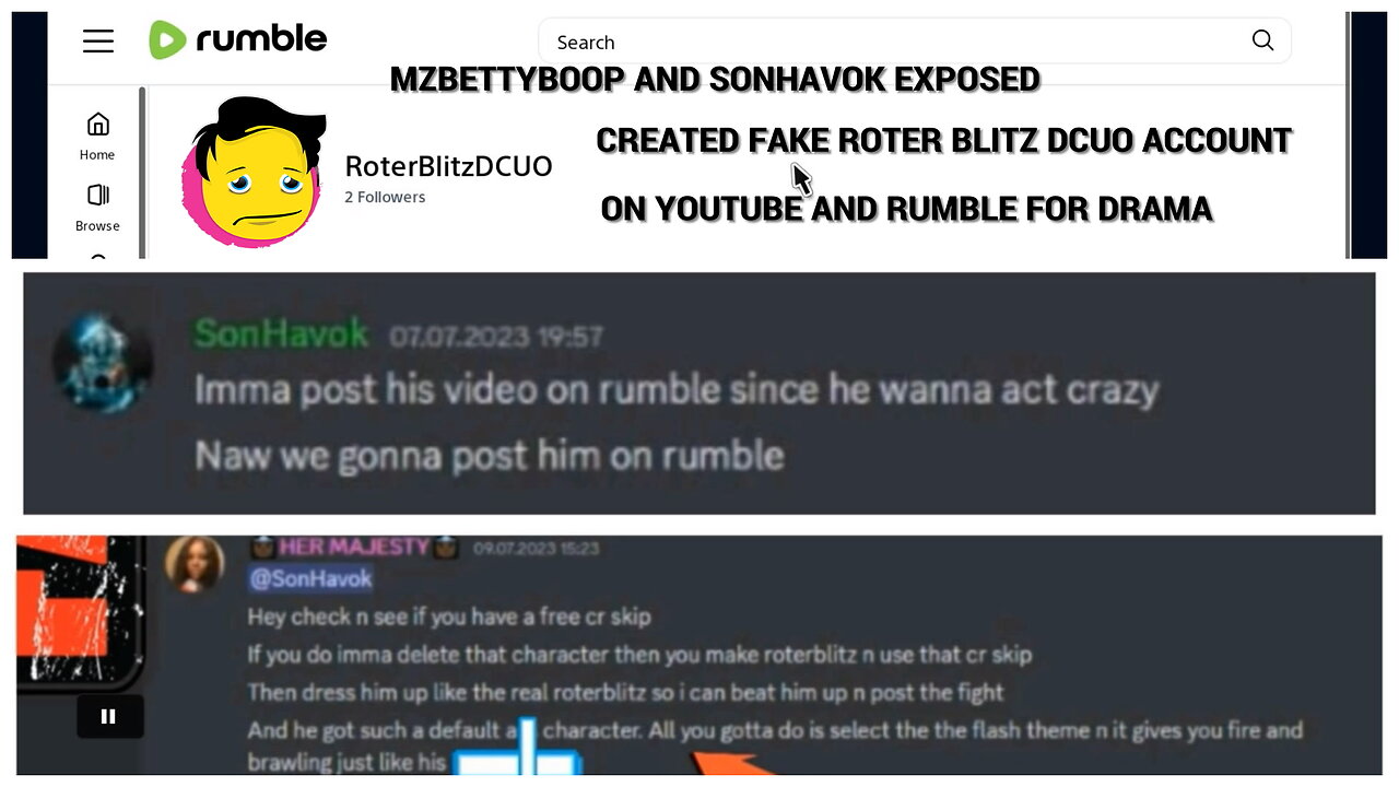 Fake RoterBlitzDCUO Account - MzBeTTyBooP, SonHavok (Exposed)