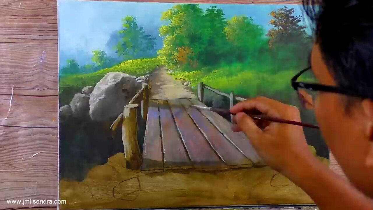 How to Paint Wooden Bridge in Acrylics