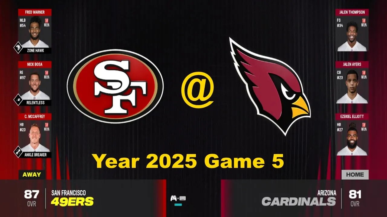 Madden 24 Year 2025 Game 5 49ers Vs Cardinals 2x speed