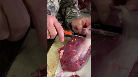 Removing silver skin from venison #shorts #deer #deerhunting #meat