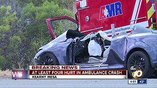 Four hospitalized after Kearny Mesa crash involving ambulance