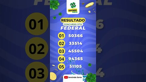 🍀 Resultado LOTERIA FEDERAL 5732 | Sentindo Sorte #shorts