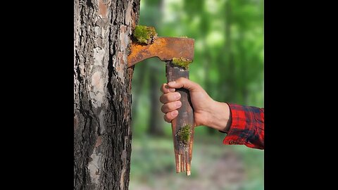 Old rusted axe brought back to life with a twist