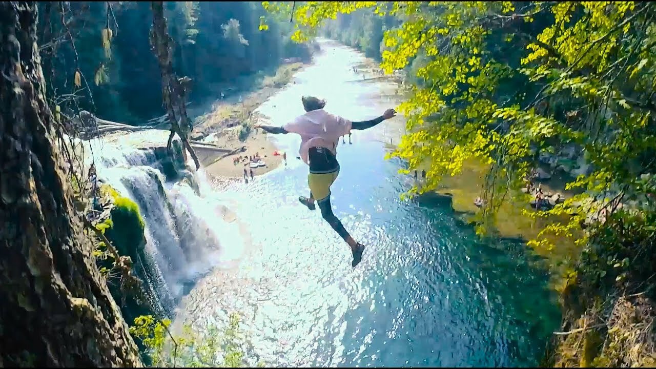 Waterfall cliff jumping🌊😍