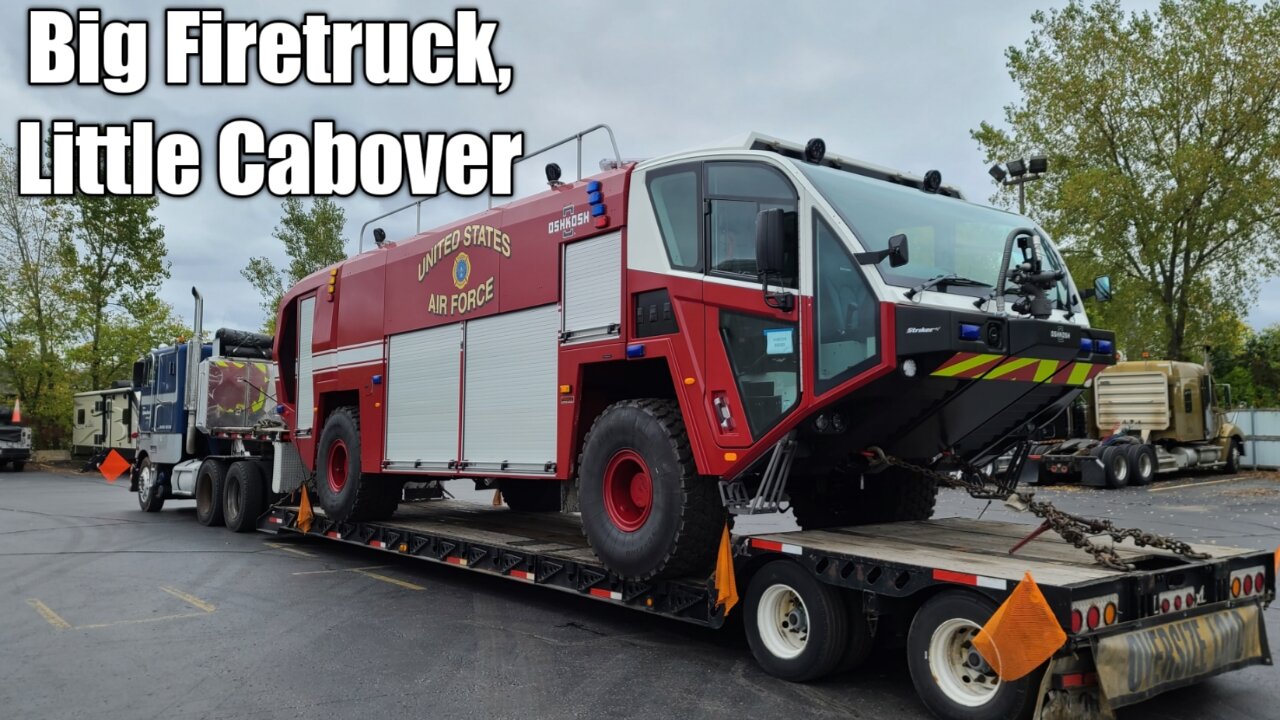 Peterbilt Cabover Hauling Oversized Fire Truck - 036