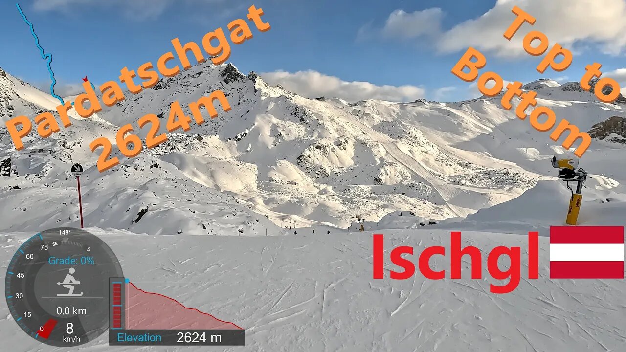 [4K] Skiing Ischgl, Pardatschgrat 2624m Top to Bottom, Exploring the Resort, Austria, GoPro HERO11