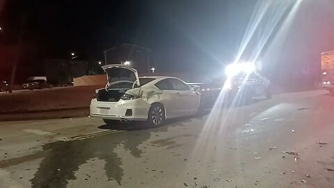 Boston police respond to an accident on Walk Hill at Harvard