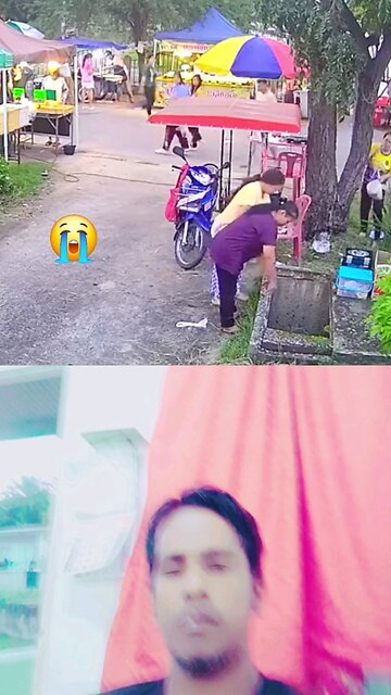 The girl fell into the hole