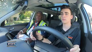 The youngest NASCAR champion ever takes his driver's test with TODAY'S TMJ4's Lance Allan